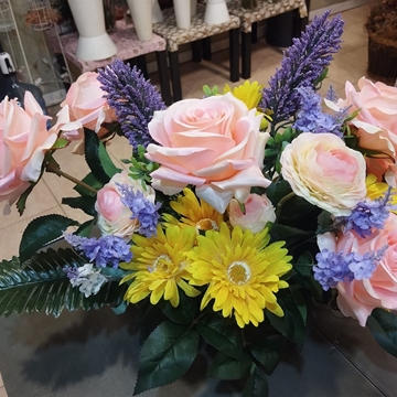 Composición Rosas y margaritas Amarillas - Imagen 1